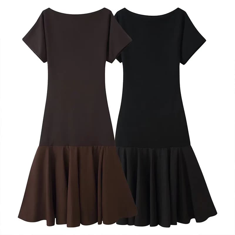 ZATRHMBMc Dames Retro Ronde Hals Korte Mouwen Jurk