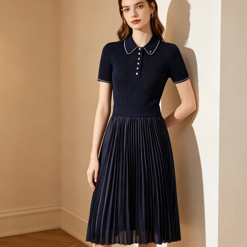 Elegante Geplooide Polojurk - Korte Mouw, Luxe Mode